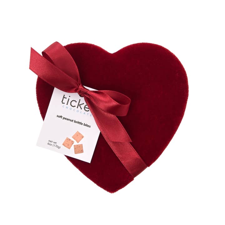 Valentine's Day Soft Peanut Butter Brittle: Red Velvet Heart for wholesale by Le Grand Confectionary