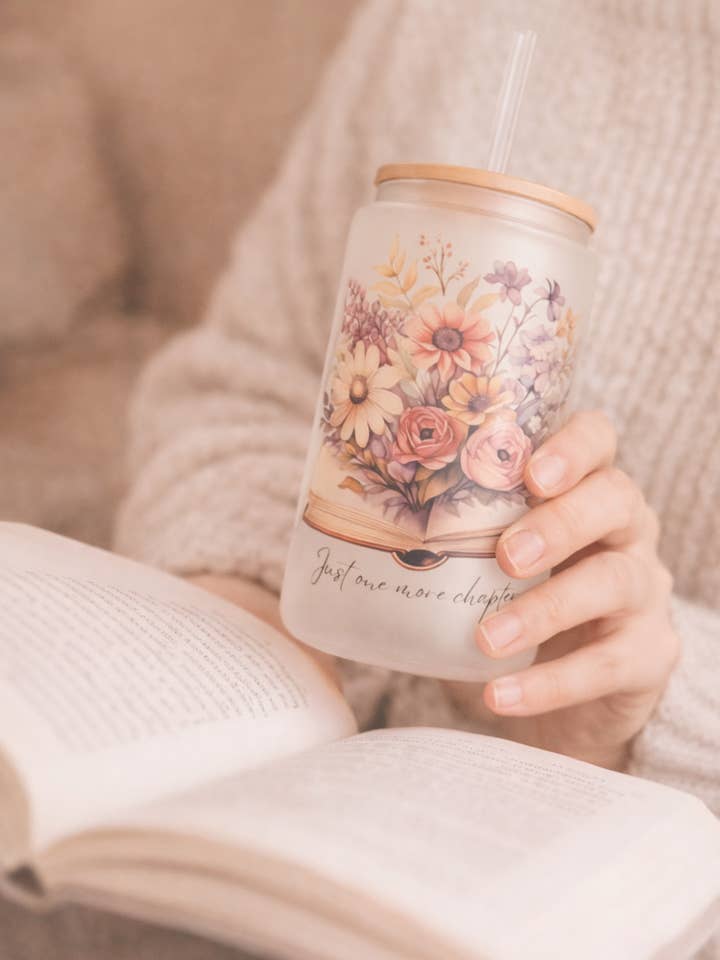 16oz Book Design Glass for wholesale by Lotus & Lace Designs