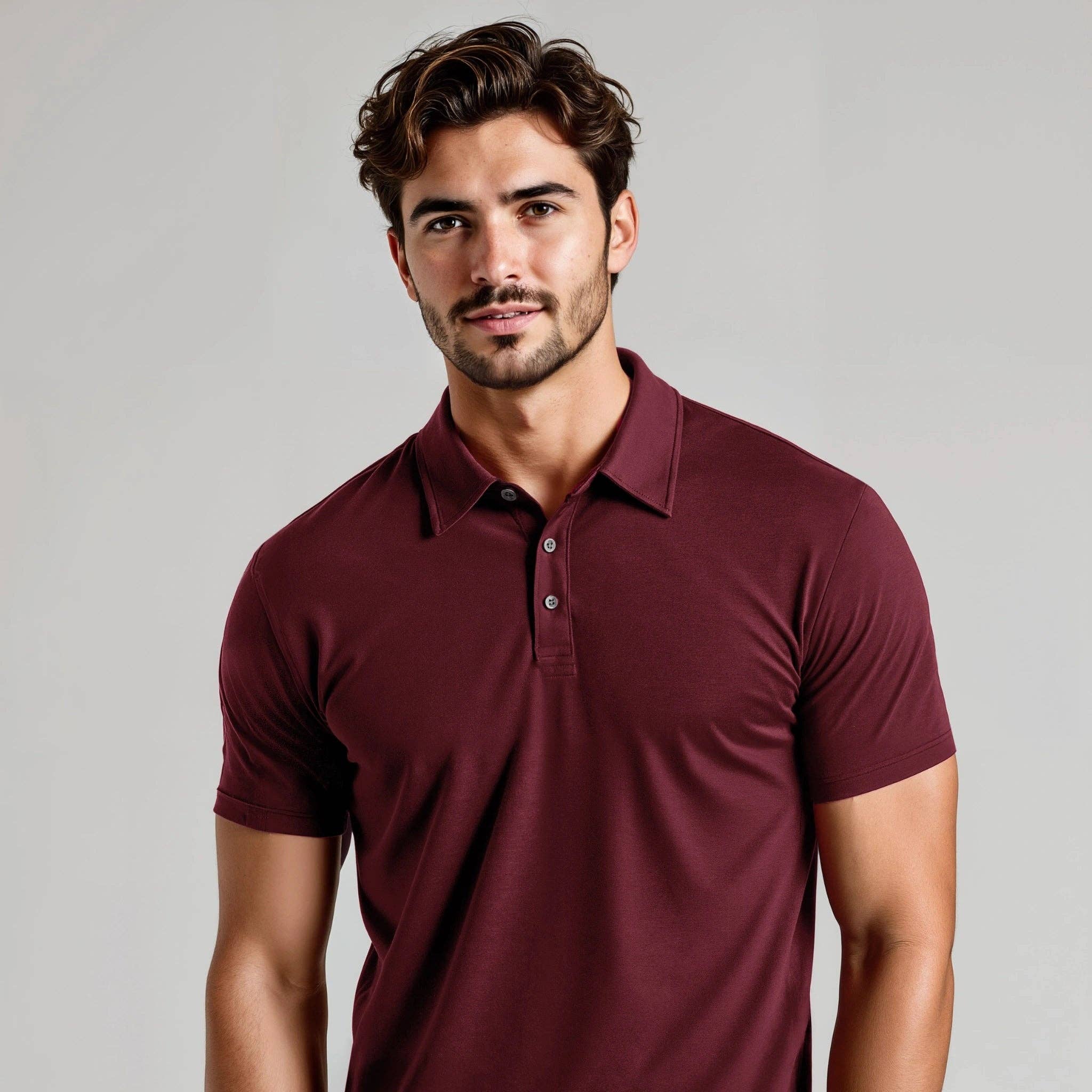 Borgonha Polo Ortona Altaforma Milano com corte muscle fit para venda a revendedores na Faire0