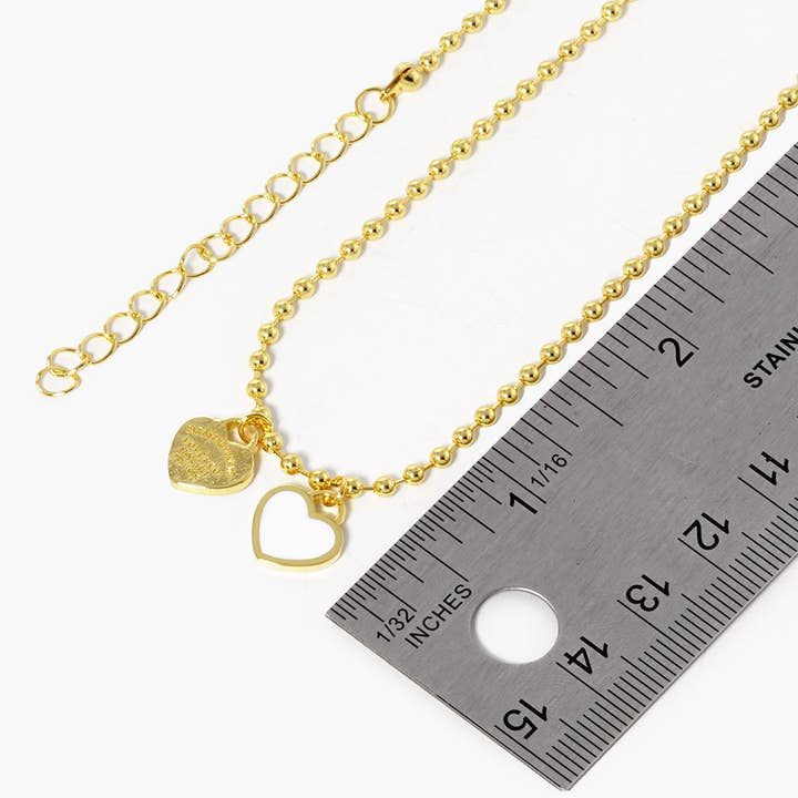 Sensibling Corp. – wholesale Pendant/charm necklace – Gold Dipped Double Heart Pendant Bubble Chain Necklace
11