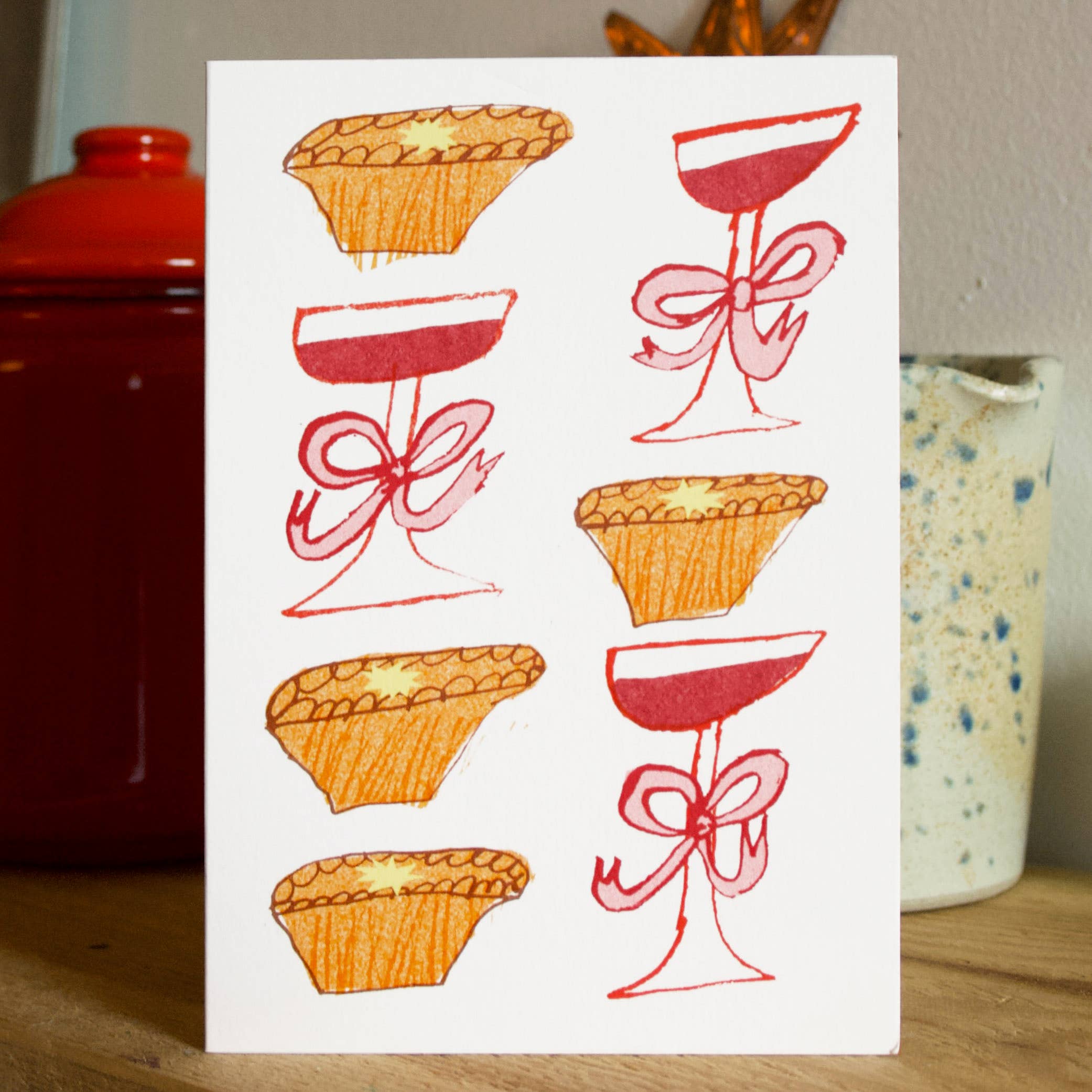 Hot Pink Press - Vendita all'ingrosso Biglietti di auguri di Natale - Biglietto di Natale con Tortine di Frutta Secca e Vin Brulé | Inverno1