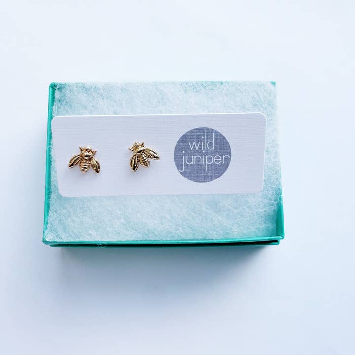 Wild Juniper - Wholesale Stud/Post Earrings - Gold Stud Earrings - Bees6