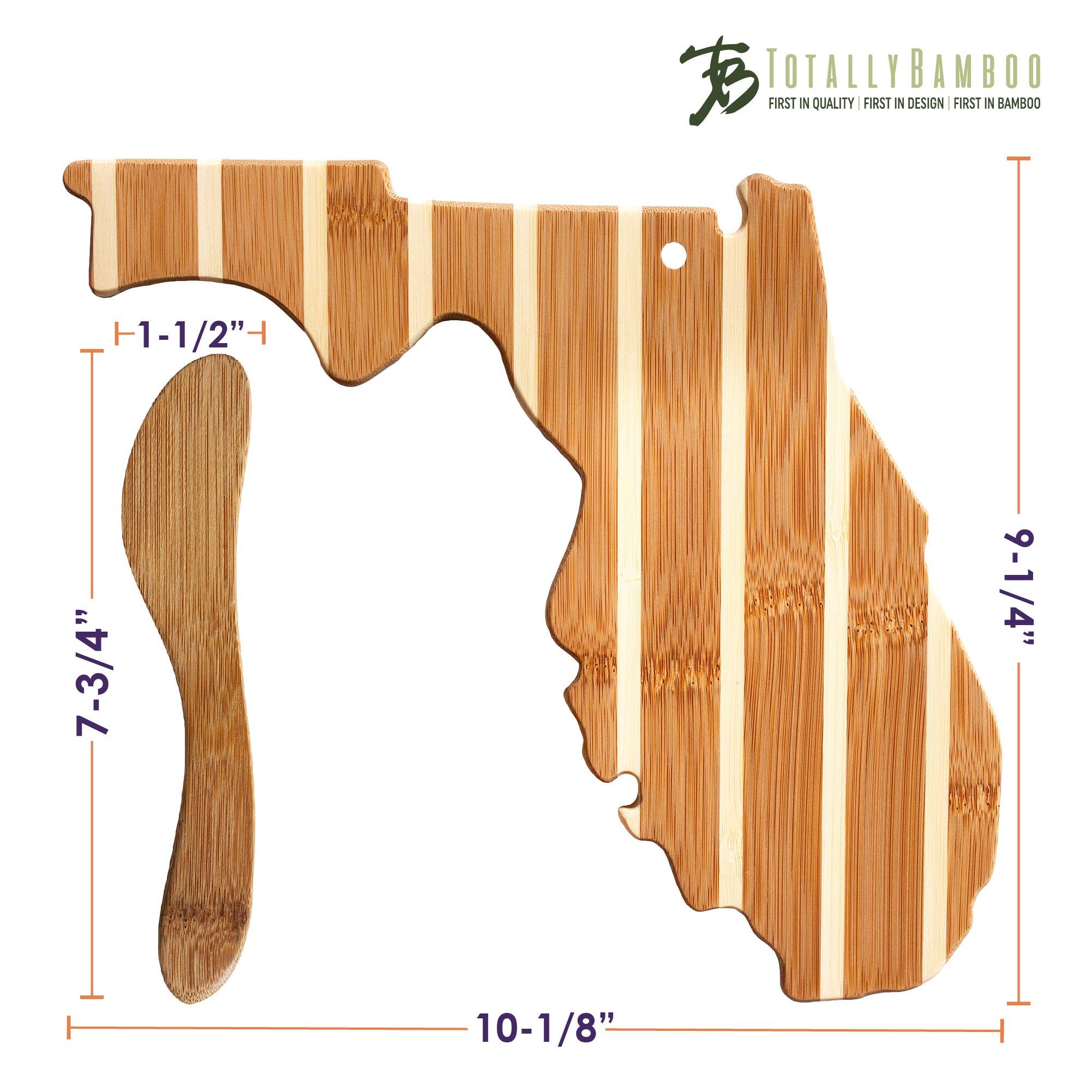 Totally Bamboo - Wholesale Cheese Spreader - Florida Shaped Charcuterie Board & Cheese Spreader Knife Set6