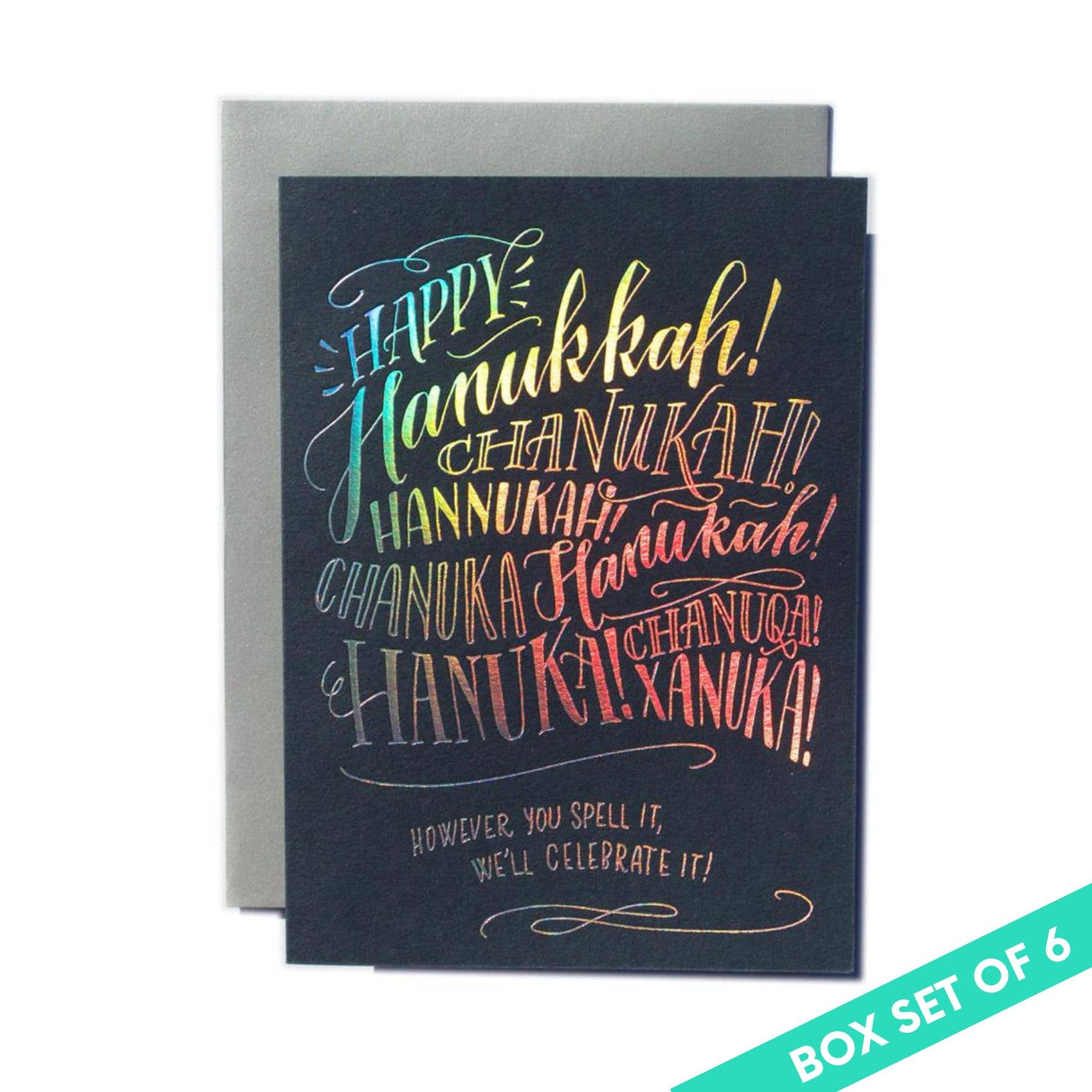 Ladyfingers Letterpress - Wholesale Hanukkah Card - Hanukkah Spelling Holiday Season Card0