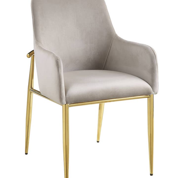 HomeRoots - Wholesale Chair - Set of Two Gray and Gold Upholstered Velvet And Metal Dining Side Chairs3