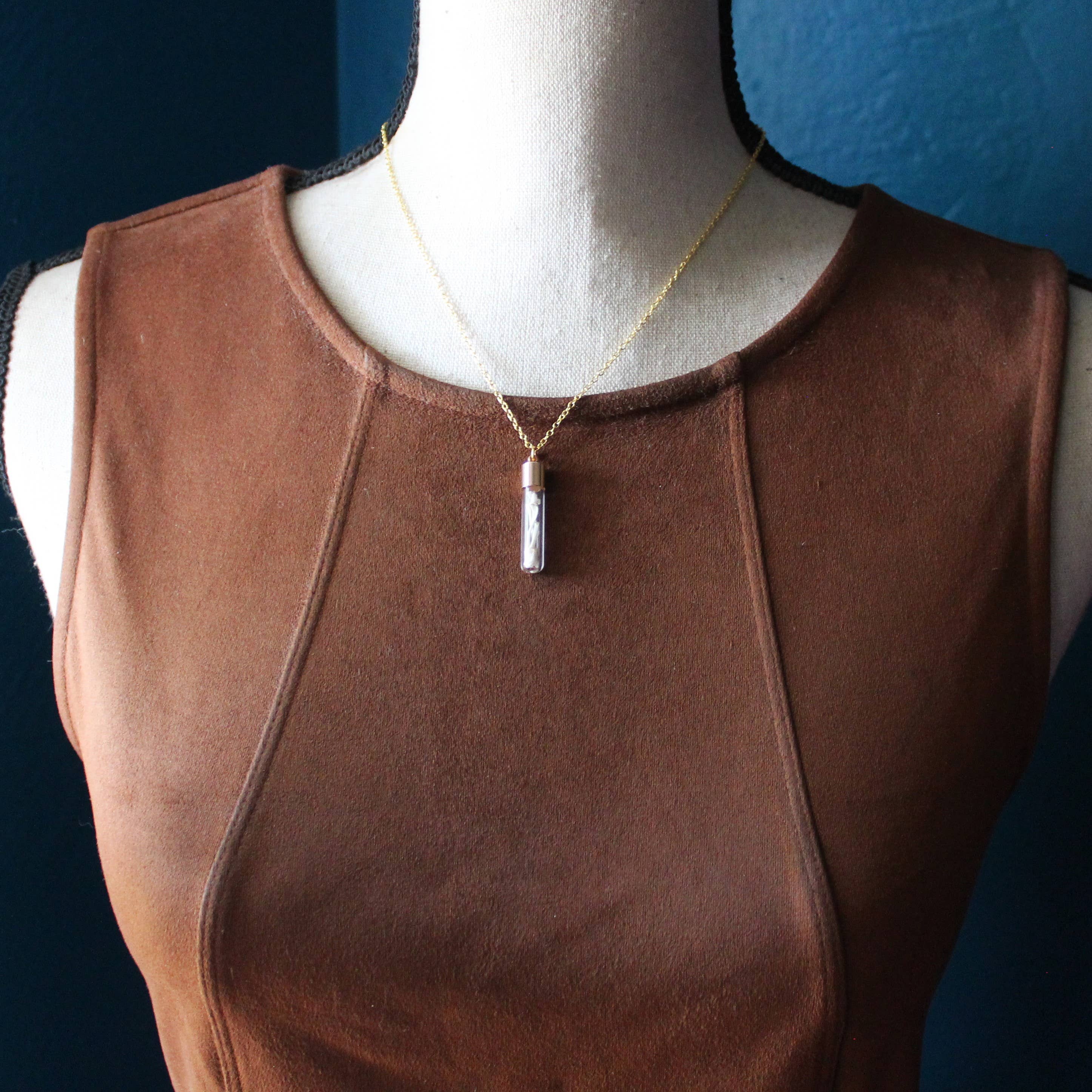 Kitty Bomb Curios - Wholesale Pendant/Charm Necklace - Bone Vial Necklaces | Oddities jewelry mini glass jar teeth6