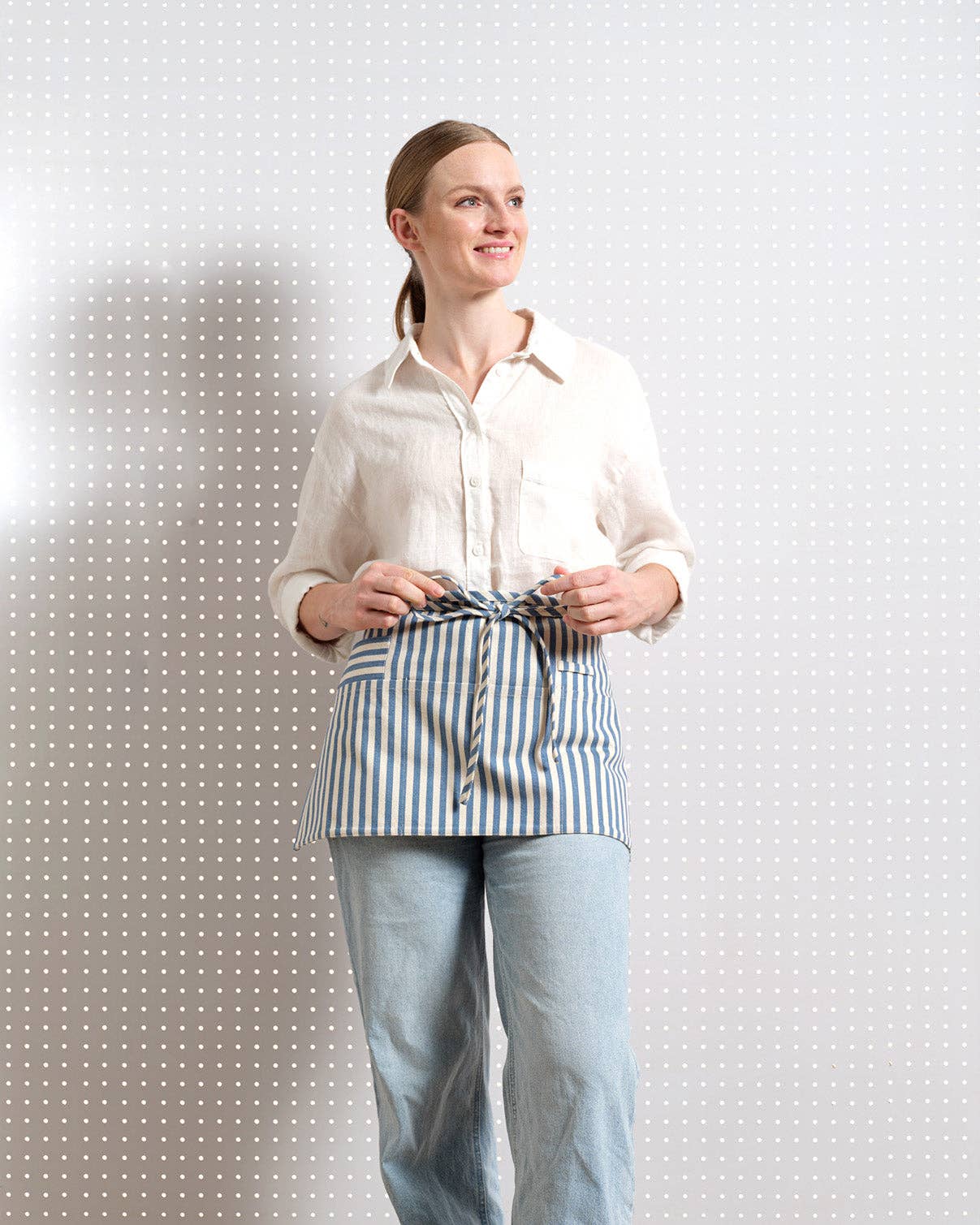 MEEMA - Vente Tabliers - Tablier de serveur en coton MEEMA, tablier mi-long avec poches3