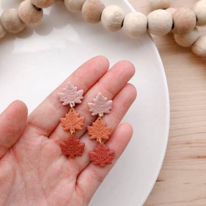 Honey Dijon - Wholesale Dangle Earrings - Maple Leaf Dangle Polymer Clay Earrings3