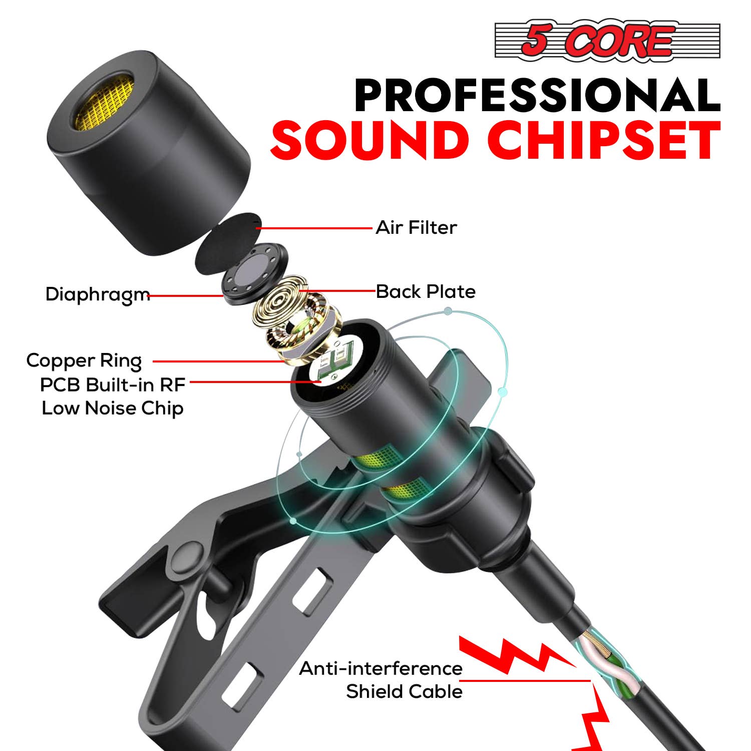 K Cube Inc - Wholesale Musical Instrument - 5 Core Lavalier Microphone Clip On Mic Lav Lapel Microfono2