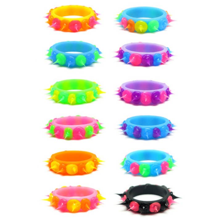 Natalia - Wholesale Fidget Toy - Kids - Spiky Neon Silicone Sensory Fidget Silicone Rings - SET