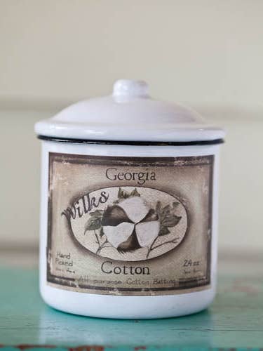 Soy Enamelware Cannister 19oz.. - Gardenia for wholesale by BeanTowne & Co.