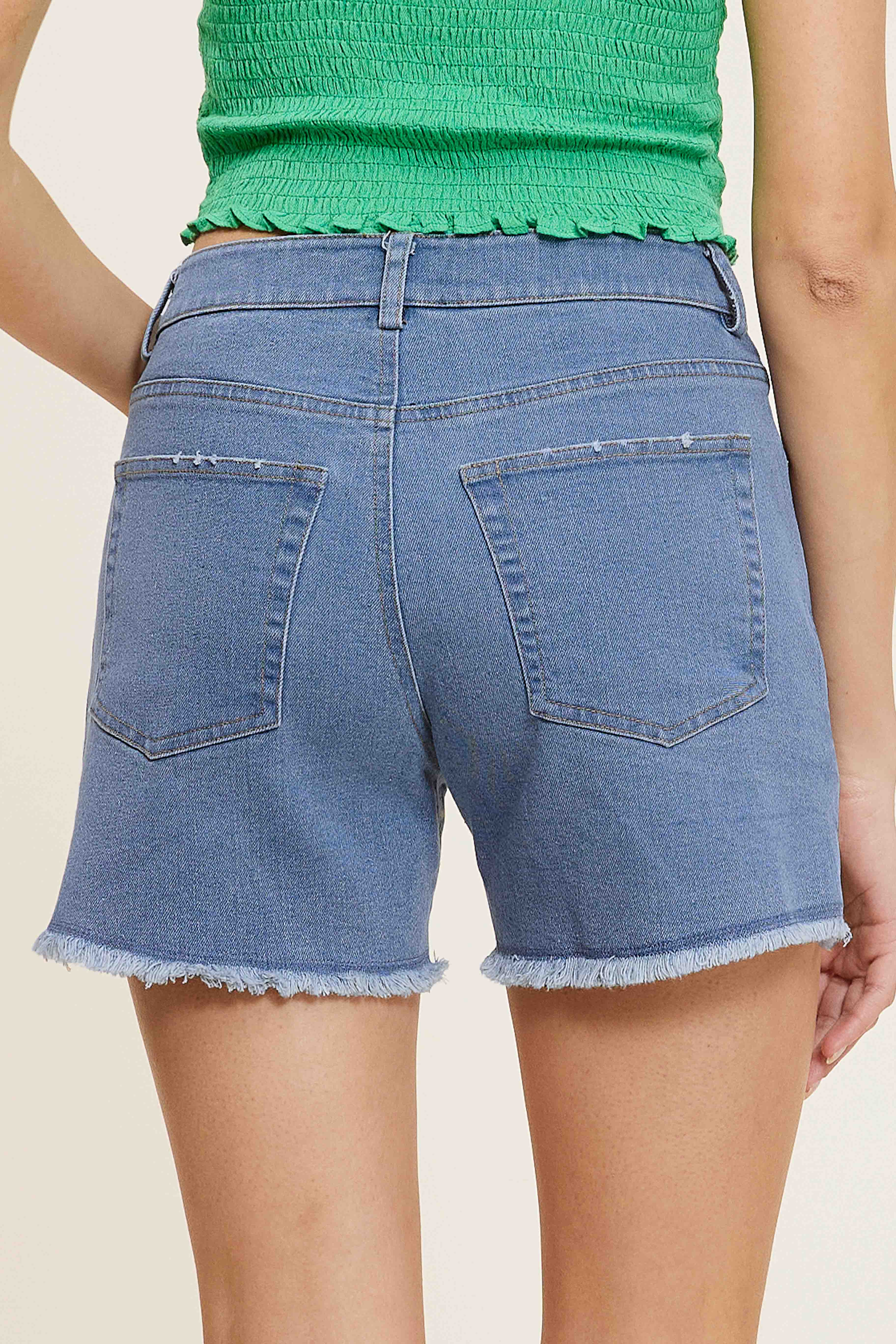La Miel - Wholesale Shorts - Women's - HCP4224-High Rise Basic Mineral Washed Colored Denim Shorts42