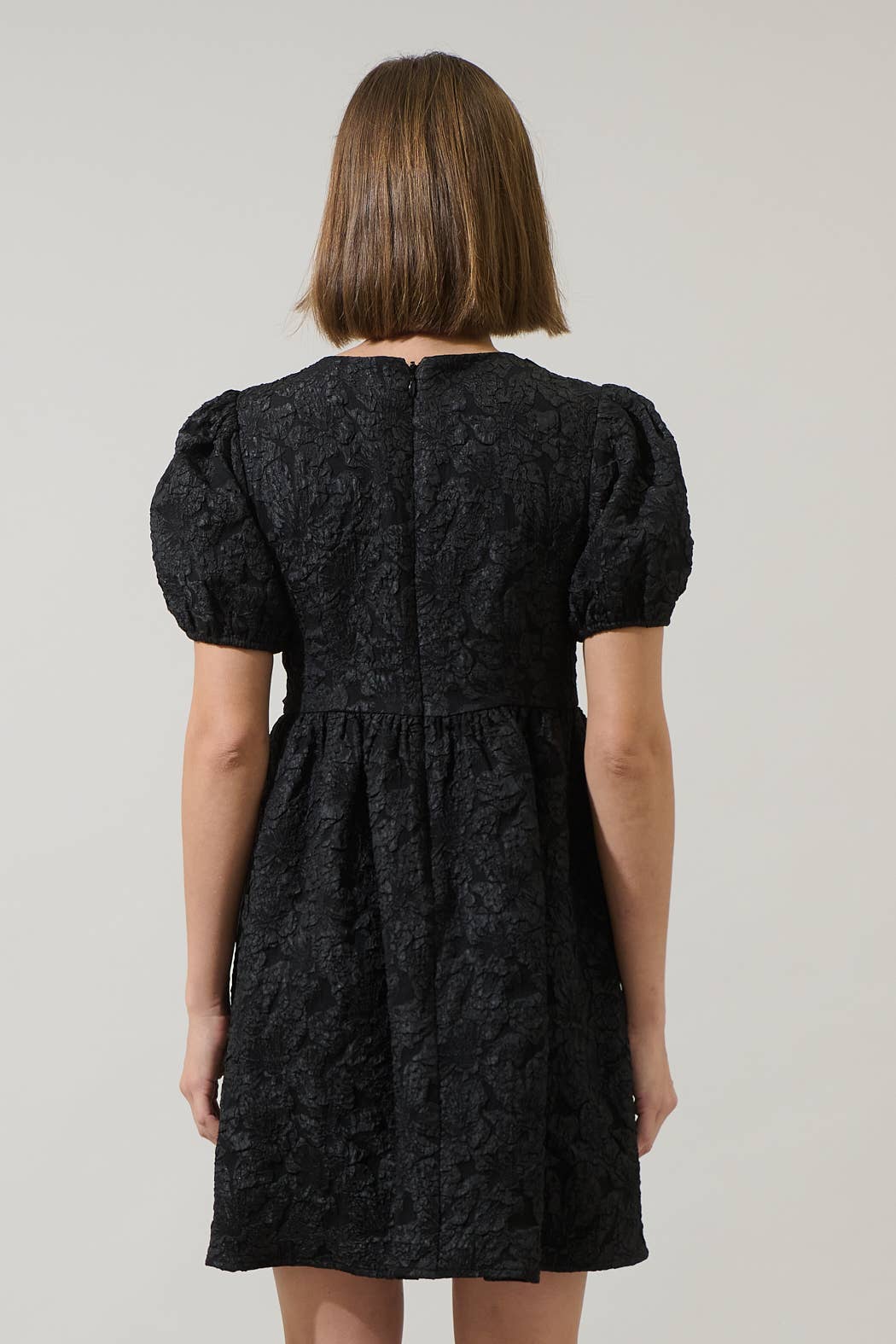 Black  Arian Jacquard Glow Bow Mini Dress for wholesale on Faire2