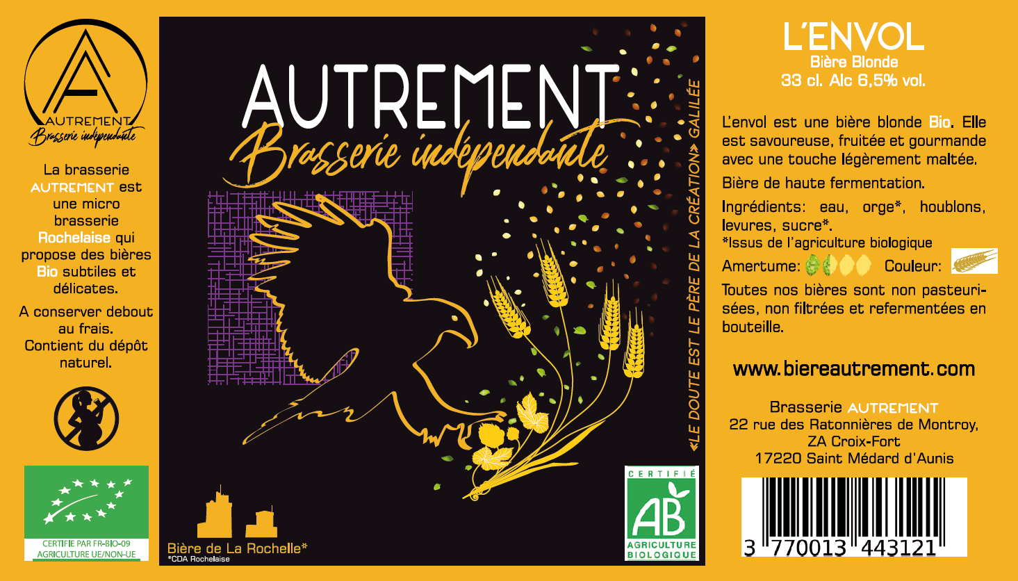 Brasserie Autrement - Venta al por mayor Cerveza - Envol, cerveza de abadía orgánica de Brasserie Autrement (17)4