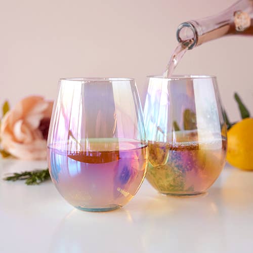 Twine Tortuga Recycled Stemless Wine Glass, Set of 2