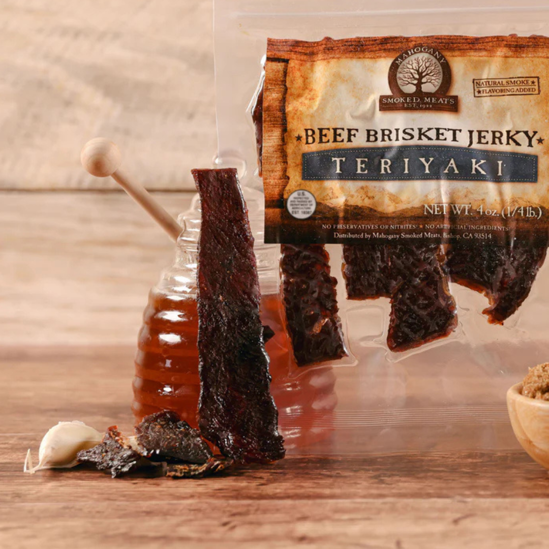 Mahogany Smoked Meats - Wholesale Jerky - Teriyaki Brisket Jerky - All-Natural, 4oz4