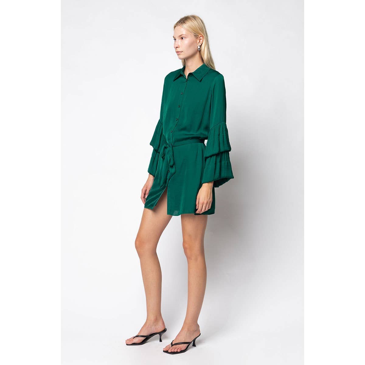 Naked Zebra - Venta al por mayor Vestido - Mujer - Minivestido camisero con mangas acampanadas11