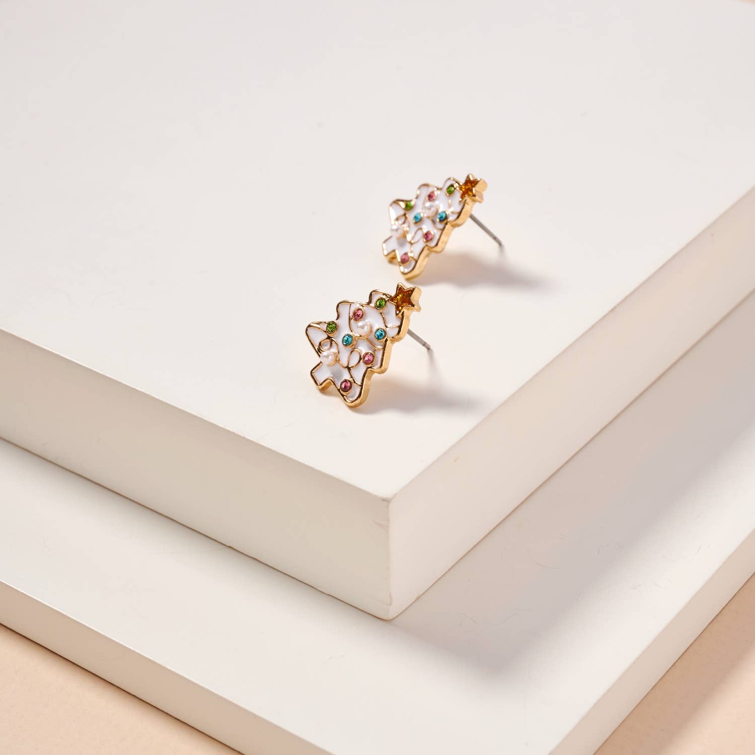 Lilla Haven - Vente Clous d'oreille - Boucles d'oreilles à tige en émail en forme de sapin de Noël22