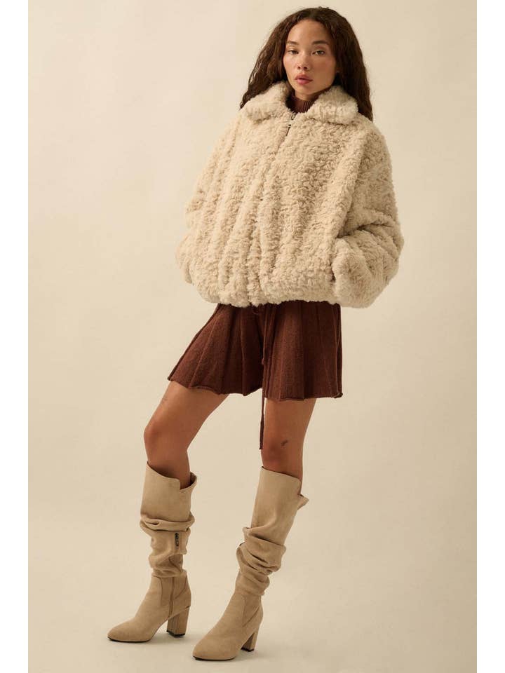 Promesa USA - Wholesale Jacket - Women's - Faux Fur Zip-Up Collared Pocket Jacket9