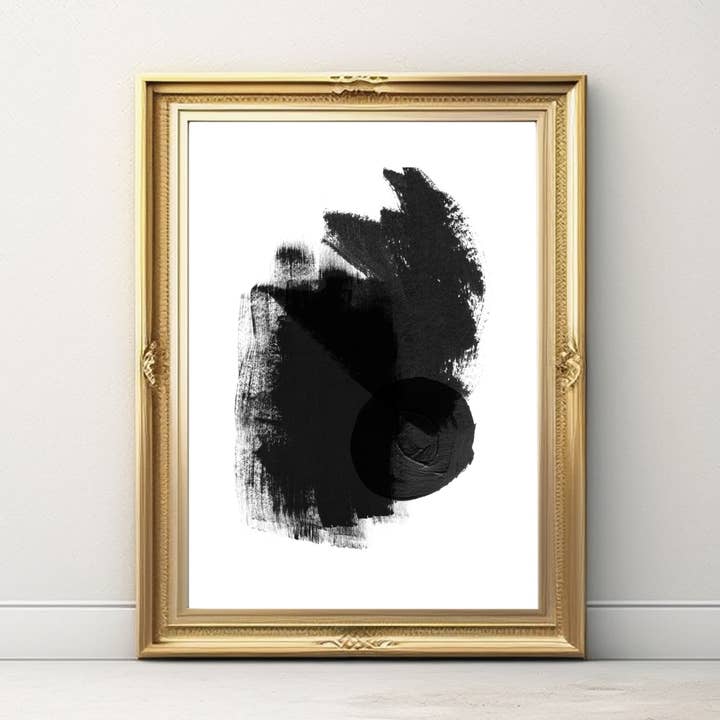 Black and White Abstract Acrylic Art Print, #2 for wholesale by Art and Soul