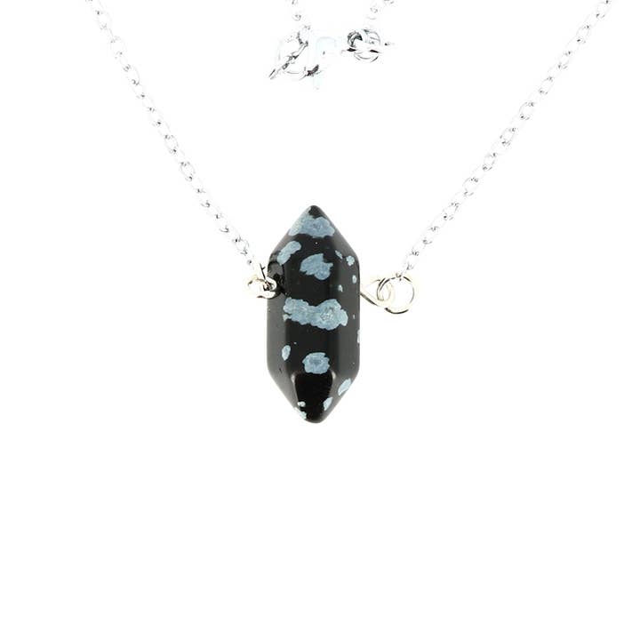 Snowflake Obsidian Biterminated Point Necklace for wholesale by Artisans de Madagascar