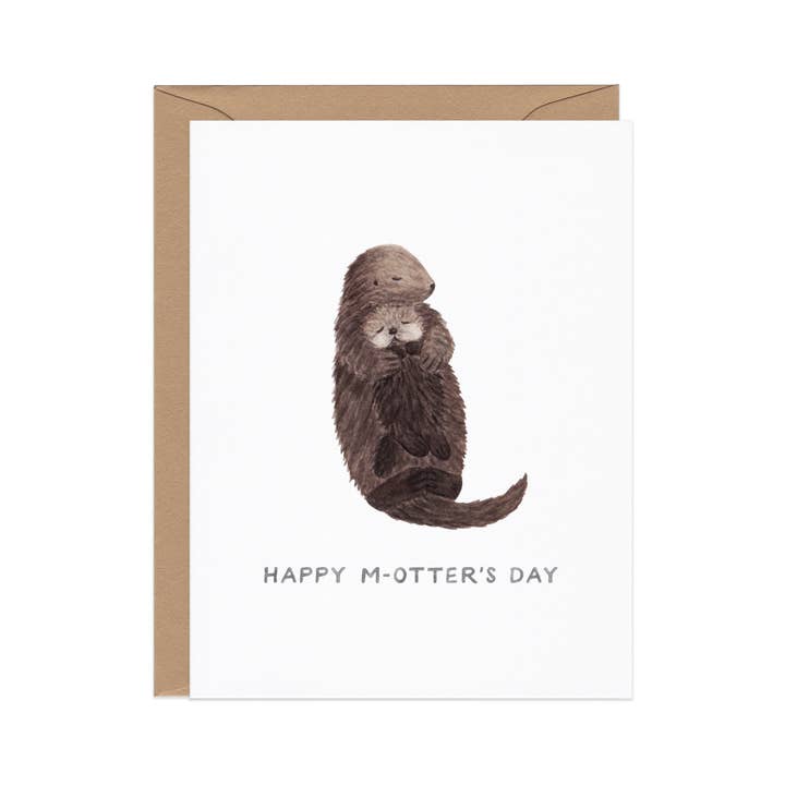 Amy Zhang - Wholesale Mother's Day Card - Otter Mom — Animal Pun Mother's Day Card1