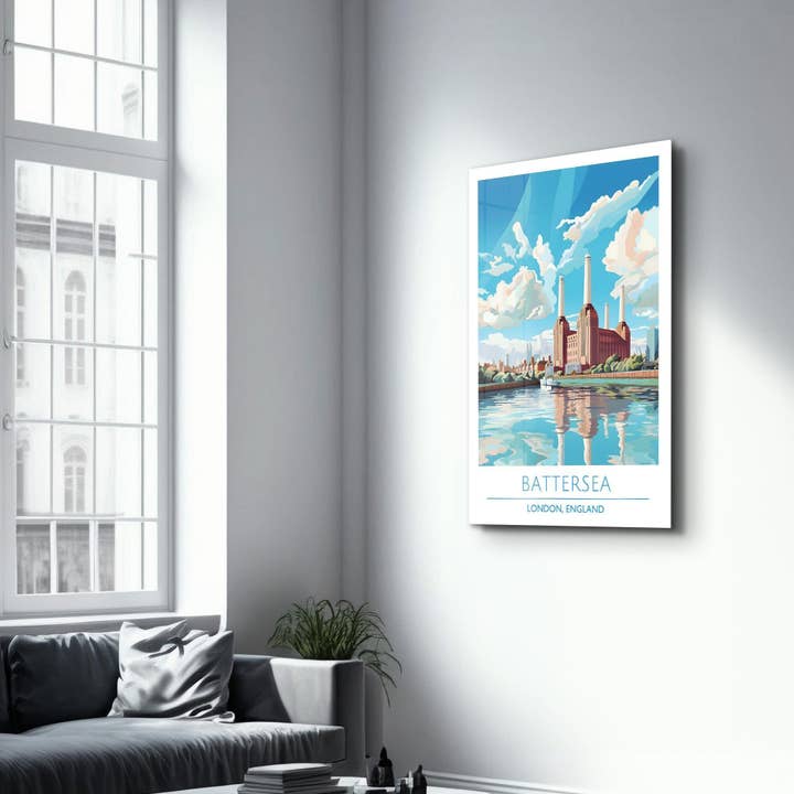 Artdesigna KG - Vente Affiche d'art - Affiches de voyage Battersea-Londres Angleterre | Art mural en verre3