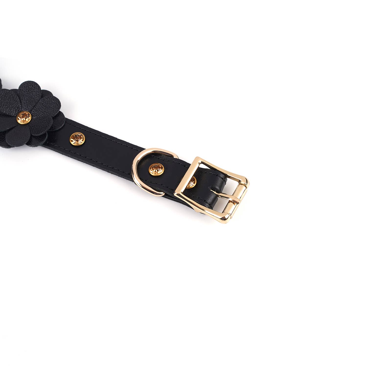 Liebe Seele - Wholesale Pet Collar - Cat/Dog - Black Leather Flowers Collar with Leash 7