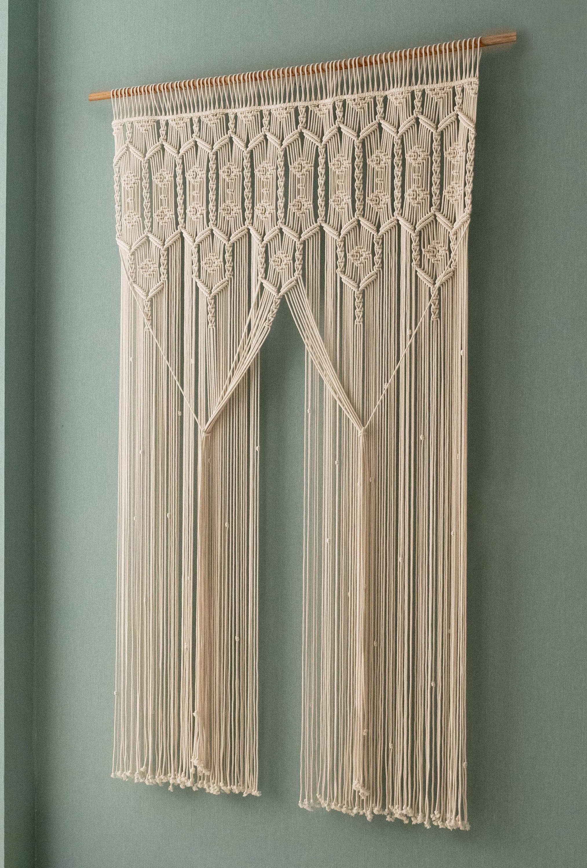 HeartCrafted - Venta al por mayor Cortinas - Cortina de macramé para decoración del hogar C295