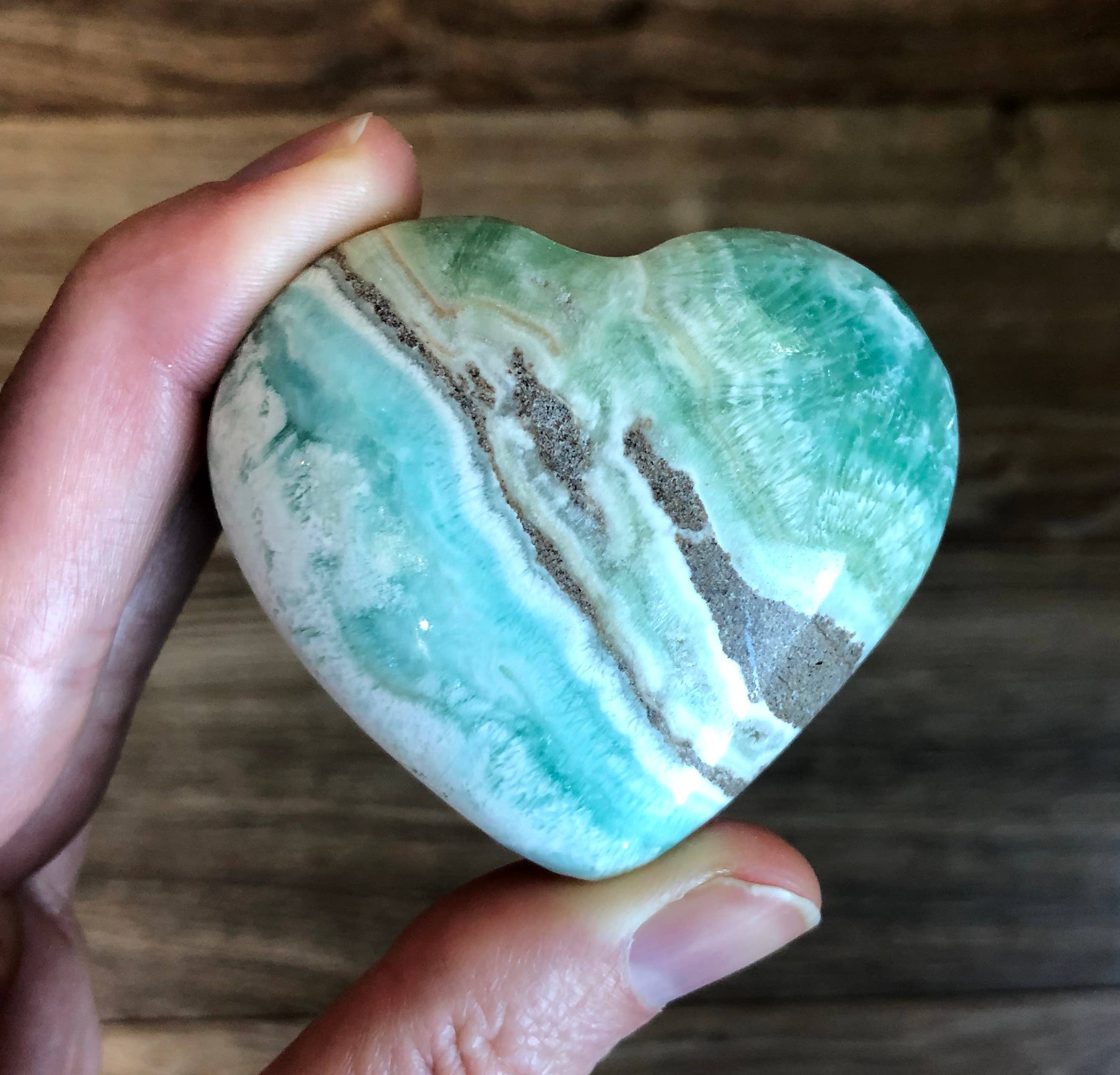 Jade Canyon - Wholesale Spiritual Stone/Crystal - Aqua Caribbean Calcite & Aragonite Stone Heart5