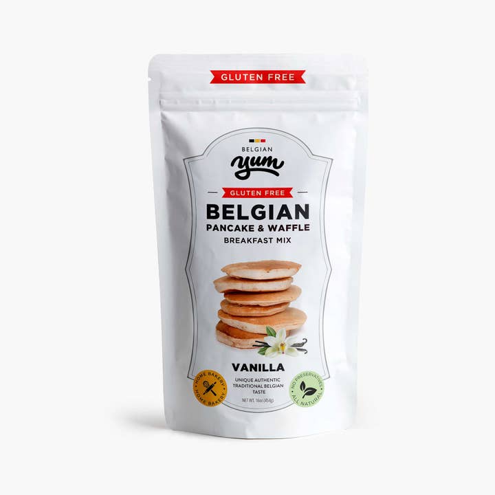 BelgianYum - Wholesale Pancake Mix - Belgian Pancake-Waffle Breakfast Mix–Vanilla-GLUTEN FREE