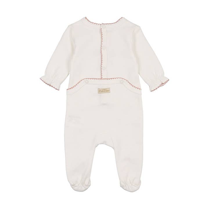 Ivory Pink Bows & Kisses Footie for wholesale on Faire1