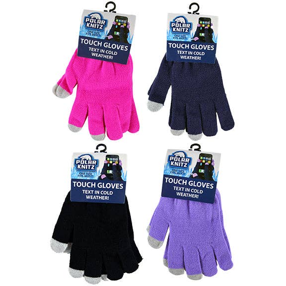 Novelty Brands - Wholesale Gloves - Unisex - Polar Gripz Touch Gloves Assortment - 12/Pack