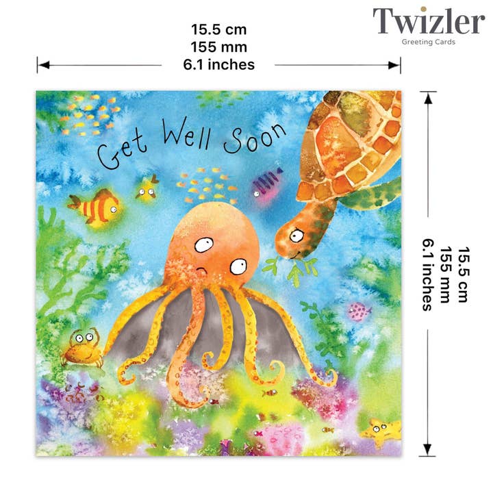 Twizler Ltd - Vente Carte de bon rétablissement - Carte Get Well Soon Octopus2