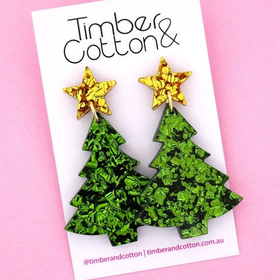 Girlfetti - Wholesale Dangle Earrings - Christmas Tree Acrylic Dangle Earrings5