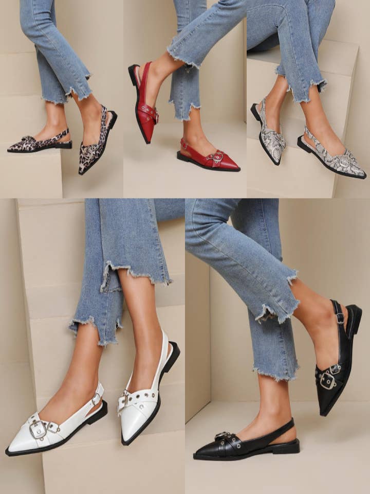 No Doubt Shoes – wholesale Mules – Women’s – MARY JANE BLOCK HEEL SLINGBACK POINTED TOE BUCKLED MULES 11