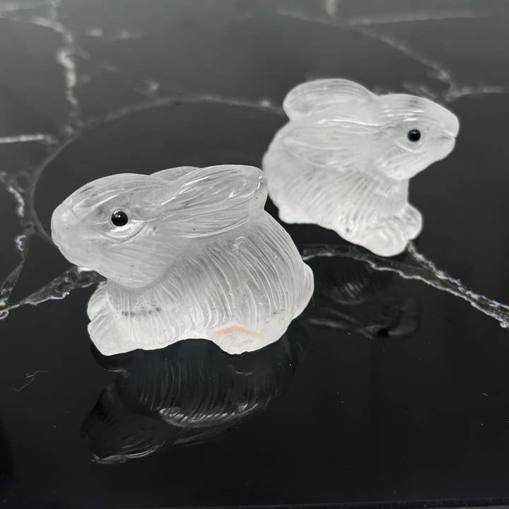 Clear Quartz Bunny Carving for wholesale by The Crystal Tabby