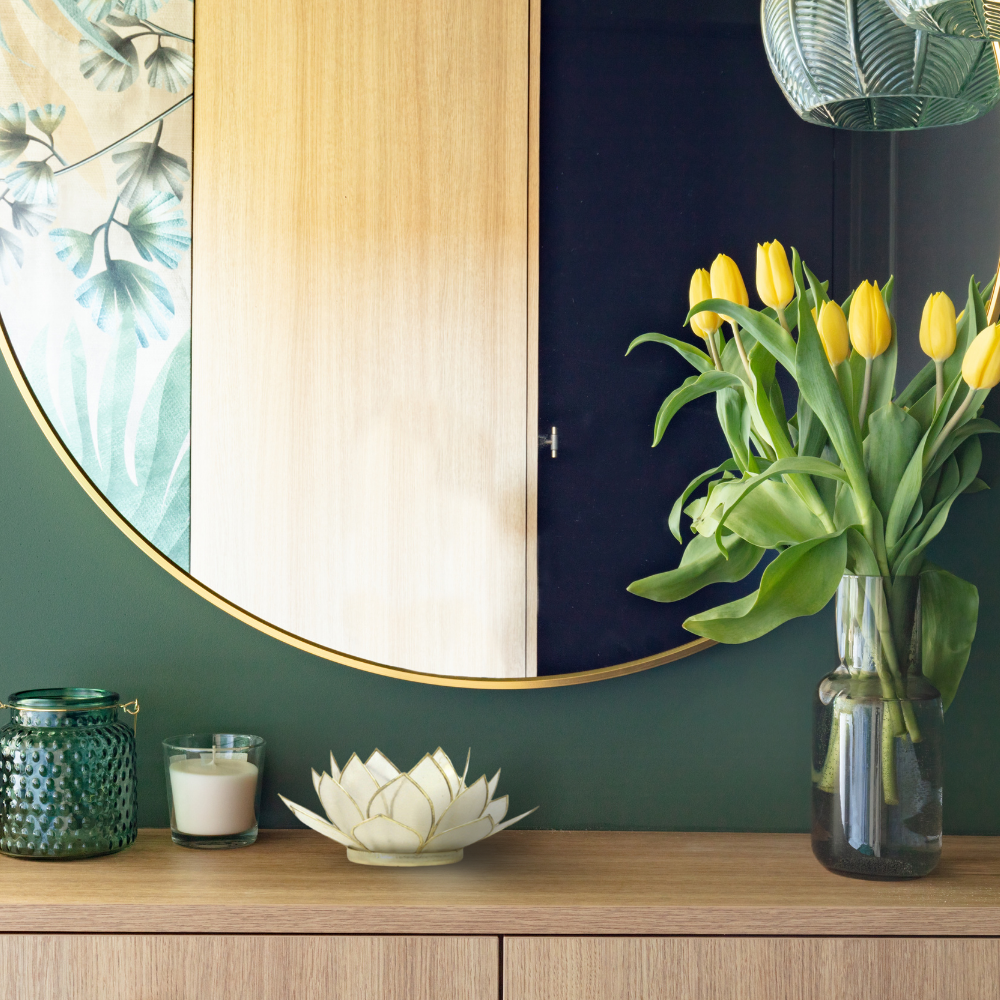 Om Gallery - Wholesale Candle Holder - Gemstone Capiz Lotus - Pearl1