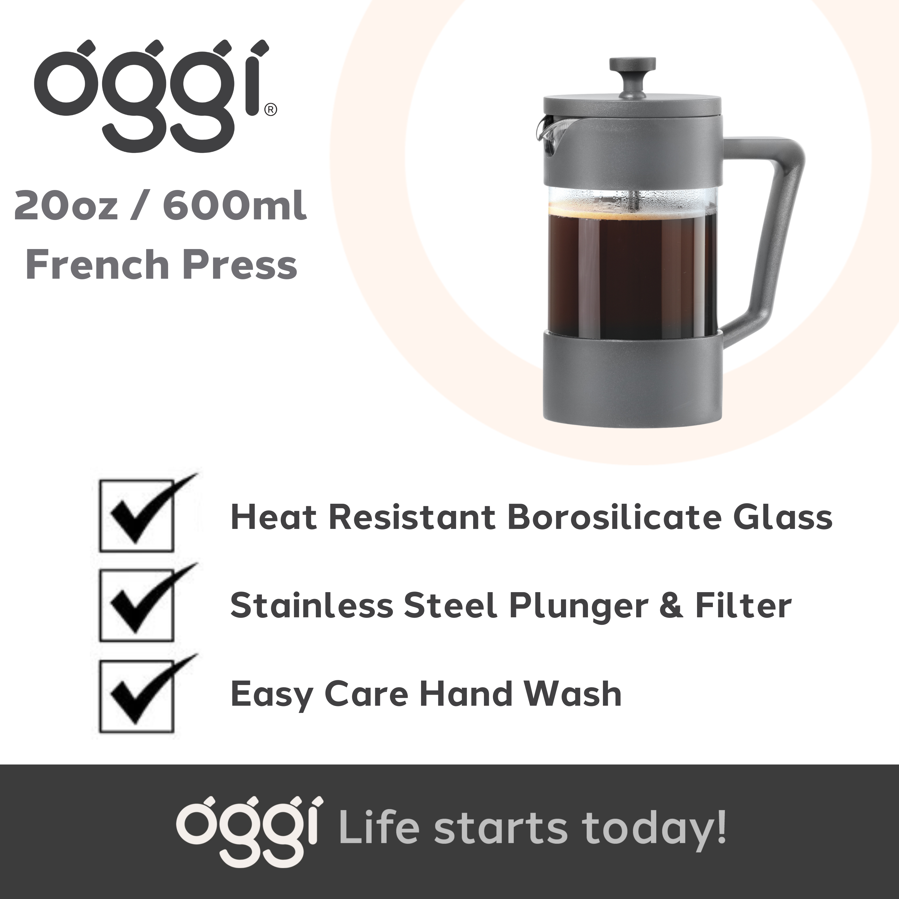 Oggi - Vendita all'ingrosso Caffettiere French press - Caffettiera a stantuffo in vetro borosilicato da 5 tazze (600 ml, 20 oz)26