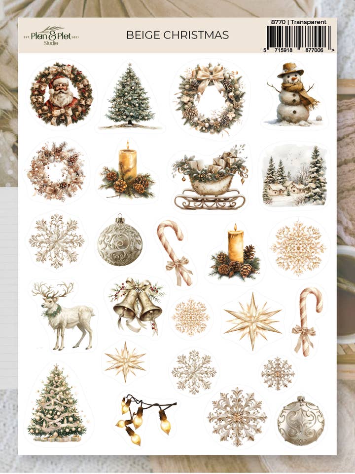Noël beige | Stickers pour la vente par Plan & Plot Studio