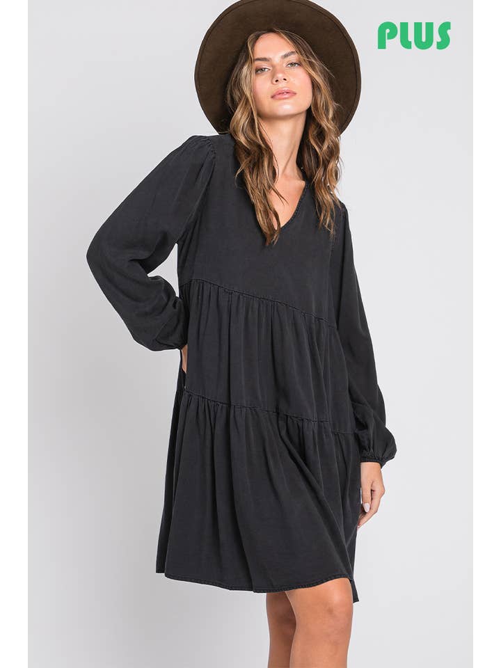 ZiA Apparel - Wholesale Dress - Women's - Thin Denim Tiered Dress Plus Size
