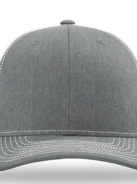 Blank Heather Grey/White Richardson 112 Trucker Hat for wholesale by Pink August