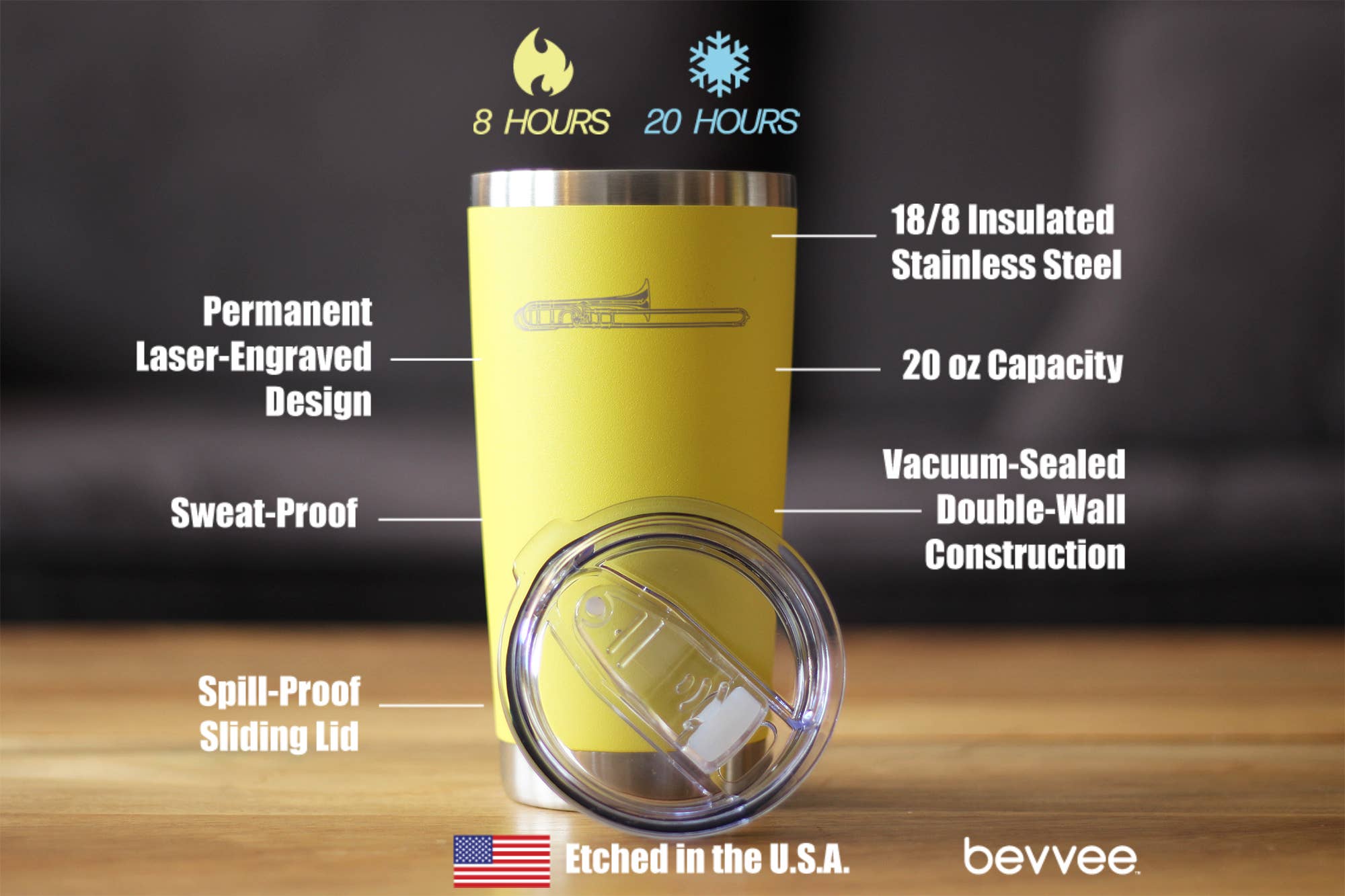 bevvee - Wholesale Insulated Mug/Tumbler - Trombone Insulated Travel Tumbler - Band Musician Gifts23