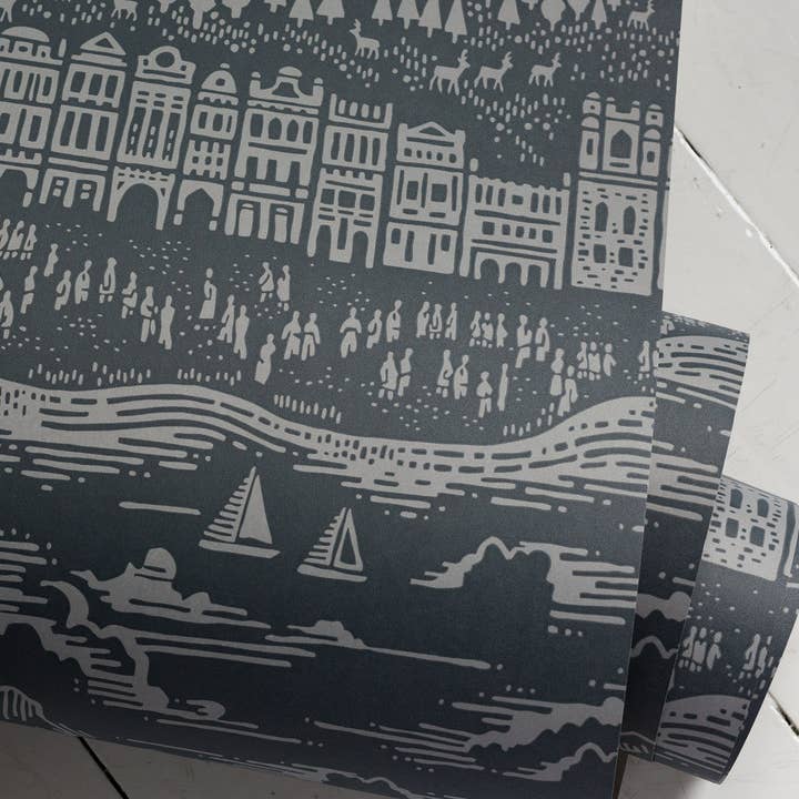 Graphite 'Province' Town & Country Wallpaper in Graphite, 10m roll for wholesale on Faire