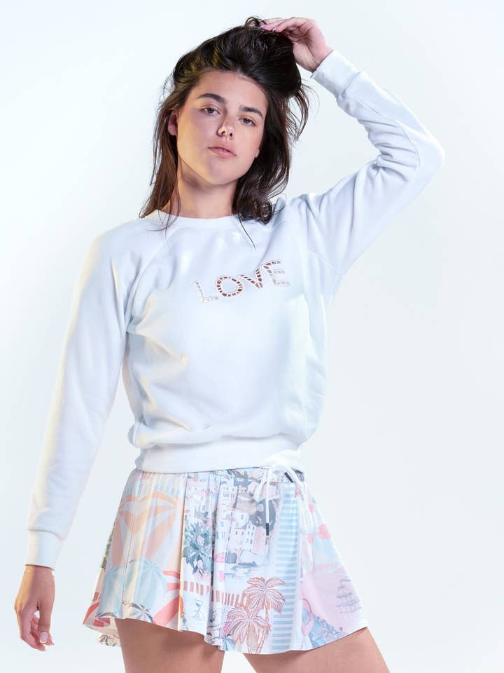 Women's Love Eyelet Sweatshirt - White for wholesale by Lucky In Love