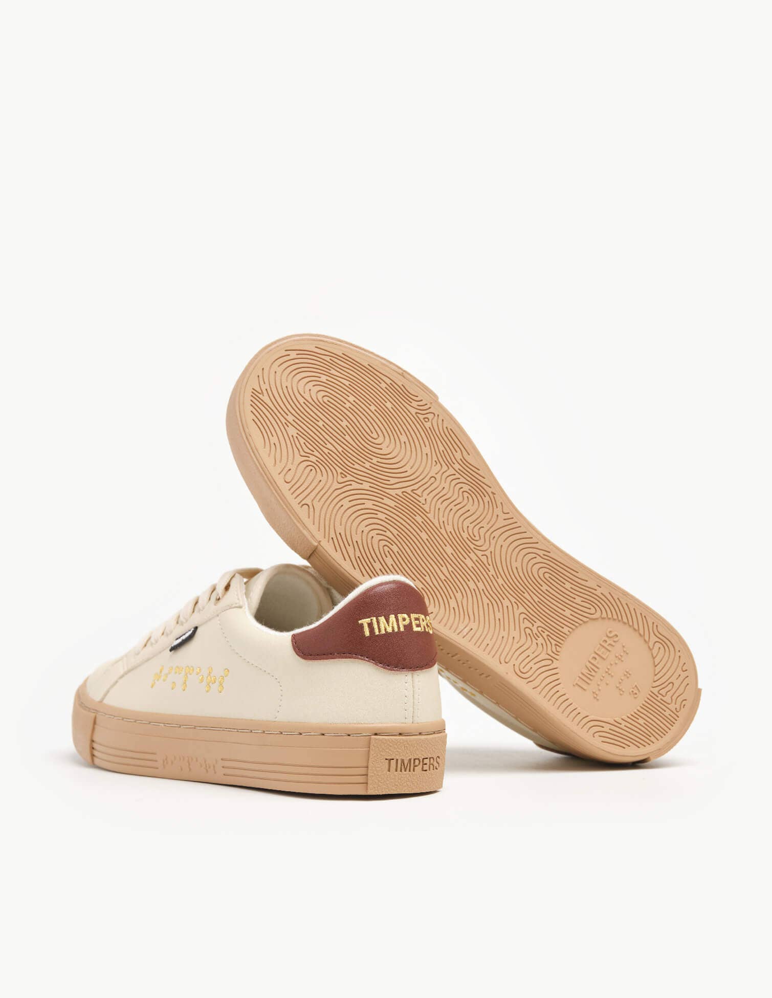 Timpers - Wholesale Lifestyle Sneakers - Unisex - Diseño de zapatillas veganas beige por personas con discapacidades2
