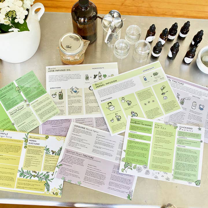 Herbal Academy - Wholesale Recipe Card - Herbal Preparations 101 Laminated Recipe Guides1