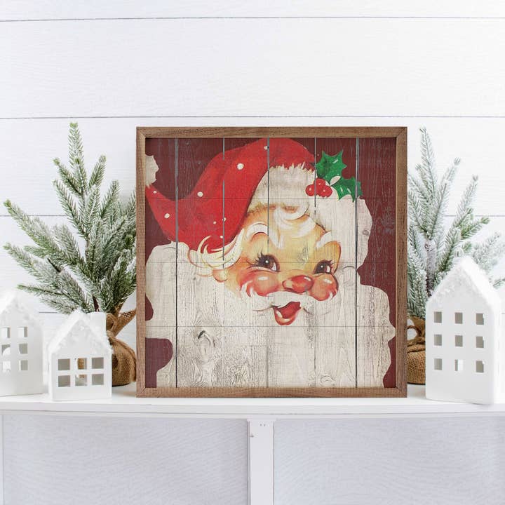 Kendrick Home - Wholesale Christmas Wall Art - Vintage Cheery Saint Nick