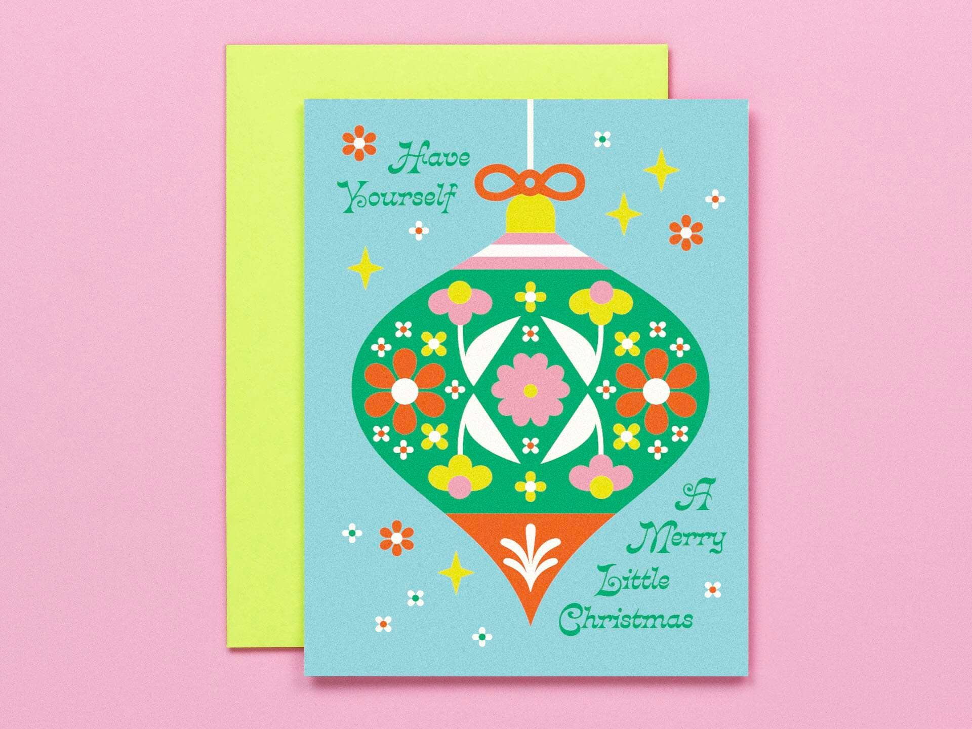 My Darlin' – Engroshandel Julekort – Glædelig lille ornament • Retro blomsterjulekort eller sæt1