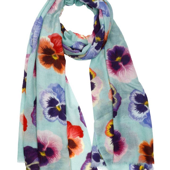 Playful Pansy Garden Modal Silk Scarf – Floral Art Print for wholesale by Namaskar Australia